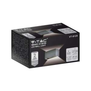 LED стенна лампа 24W 3000K VT-8125 V-TAC сива | AVStore