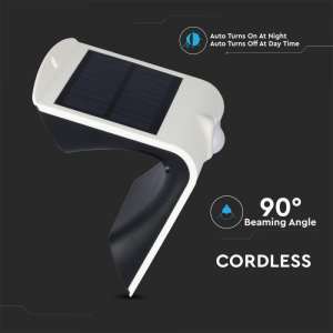 LED соларна стенна лампа със сензор за движение 1.5W 4000K VT-767-2 V-TAC бяла | AVStore