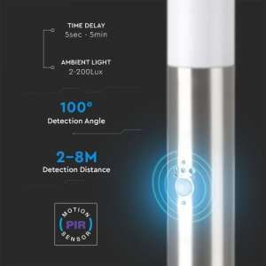 Градинско осветително тяло със сензор за движение E27 VT-838 V-TAC сиво 80 см | AVStore