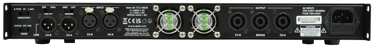 172106UK_CO2 Професионален усилвател Citronic D600 600W | AVStore