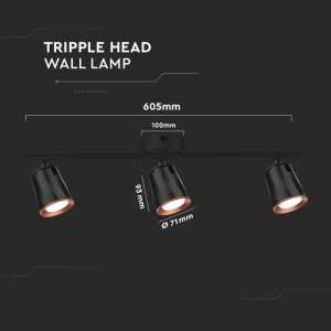 LED тройна лампа 18W 4000K VT-818 V-TAC черна | AVStore