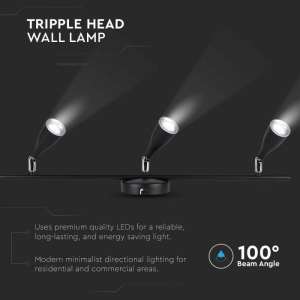 LED тройна лампа 13.5W 4000K VT-813 V-TAC черна | AVStore