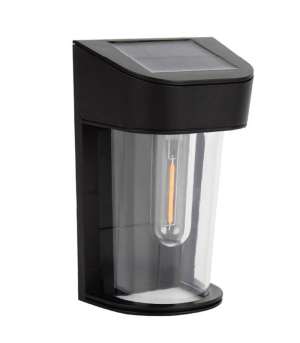 LED соларна градинска стенна лампа SOLUX-F 1W 3000K VITO черна | AVStore