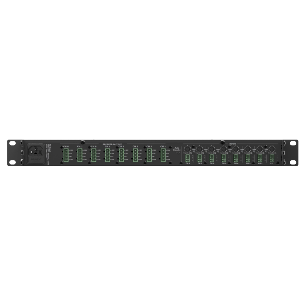 CEP803_back Професионален усилвател Audac CEP803 8 x 30W – 70/100V | AVStore