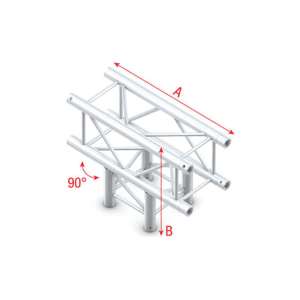 Т-образен ъгъл за ферма 50 см Milos Pro-30 QTU35sp – 90° – Global & Euro Truss- Silver | AVStore