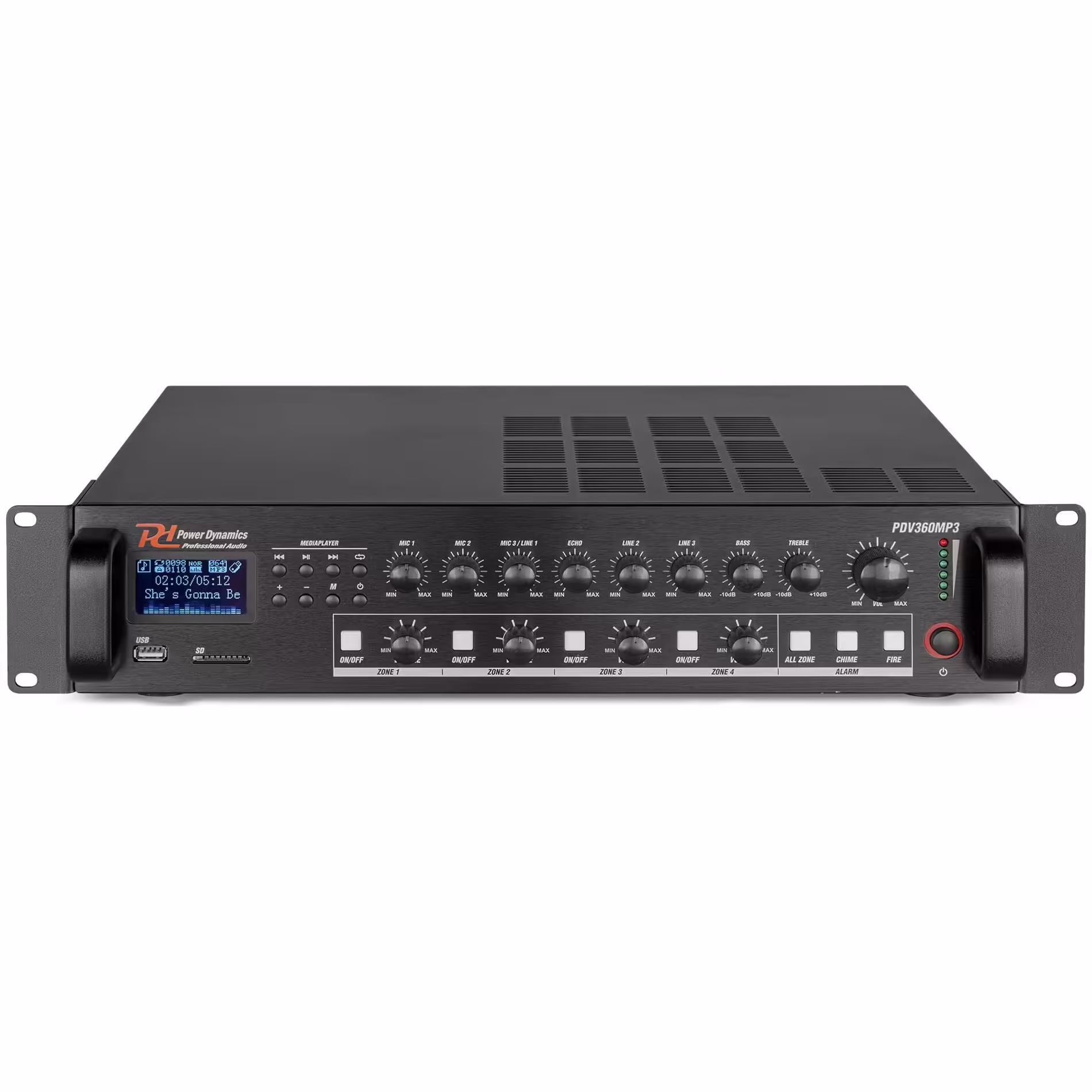 952073_side5b Усилвател Mixer Power Dynamics PDV360MP3 360W/100V 4 Зони | AVStore